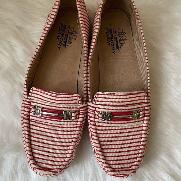 Life Stride vanity red & white stripes slip on loafers with memory foam … - Picture 3 of 9